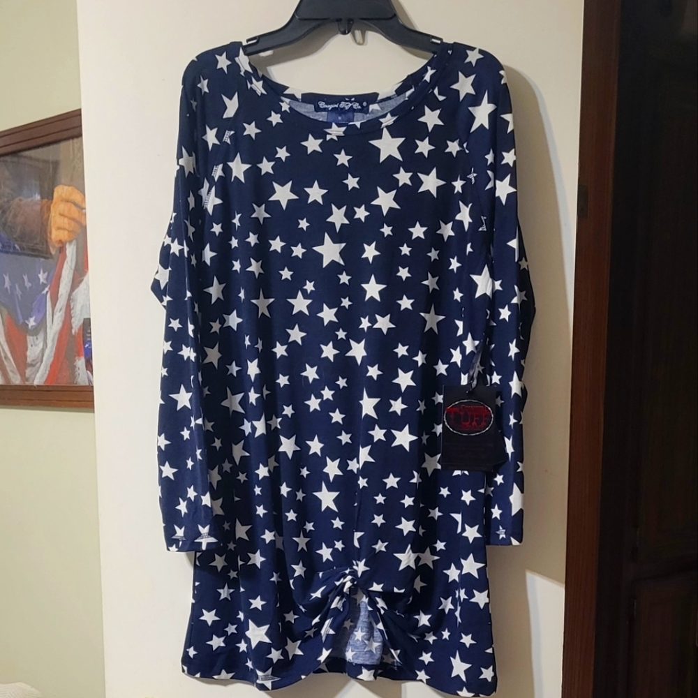Cowgirl Tuff 3/4 sleeves stars top